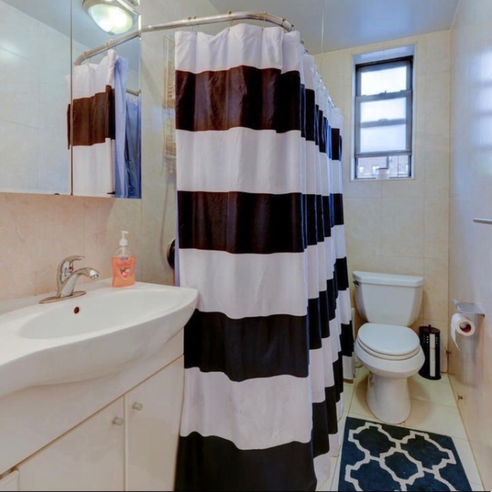 Jay Franco Blue & White Striped Fabric Shower Curtain